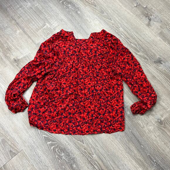 A New Day Women's Red Floral Print Button-Front Blouse - Size XXL - NWT - Picture 8 of 9